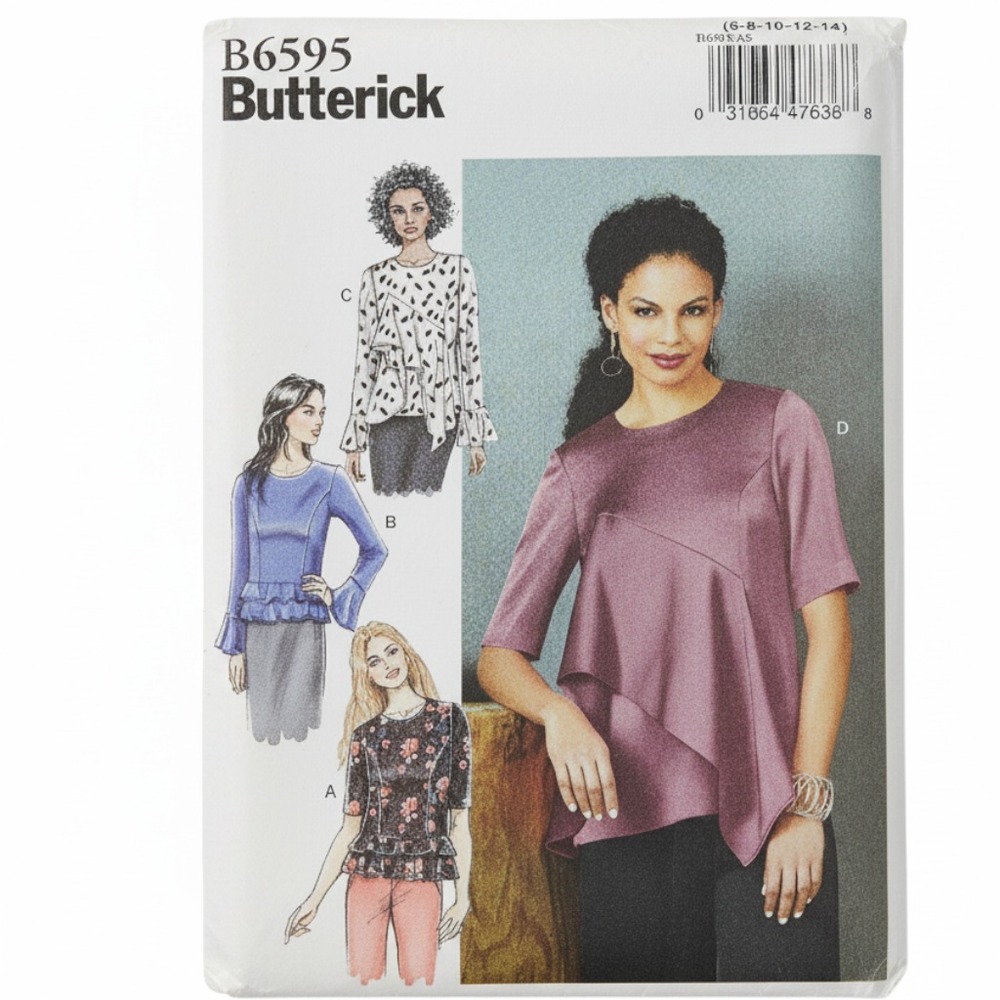 Butterick B6595 Sewing Pattern Misses Fitted Pullover Tops Size A5 6-14 Uncut